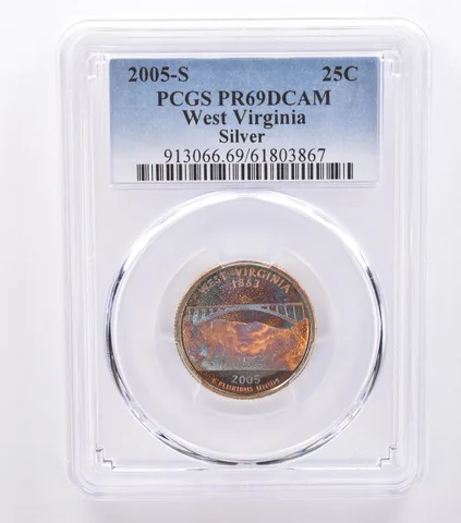 2005-S Washington State Quarter West Virginia Silver PR69 PCGS Nice Tone *8736