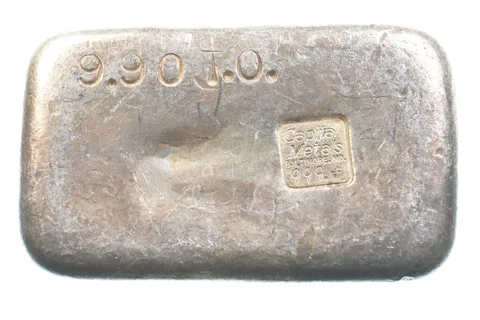 9.9 Troy Oz Silver Bar Deak Perera Vintage Poured Capital Metals 10 *5549