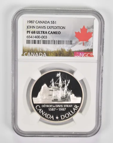 1987 Canada $1 Silver Dollar John Davis Expedition PF68 UCam NGC Canada