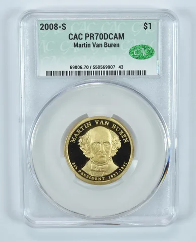 2008-S Presidential $1 Martin Van Buren PR70 DCAM CAC CACg