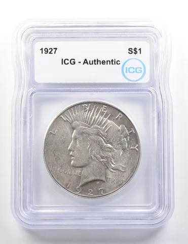 1927 Peace Silver Dollar Authentic ICG a3663