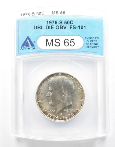 1976-S Kennedy Half Dollar DDO FS-101 MS65 ANACS *2124
