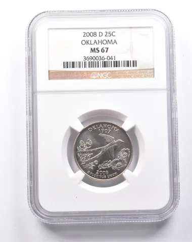 MS67 2008-D Washington State Quarter Oklahoma NGC a6170