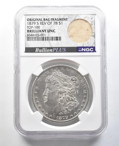 1879-S Morgan Silver Dollar Reverse Of 78 Original Bag Fragment BU NGC *3365