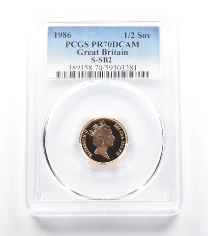 1986 Great Britain 1/2 Sovereign Gold S-SB2 PR70 DCAM PCGS *5581