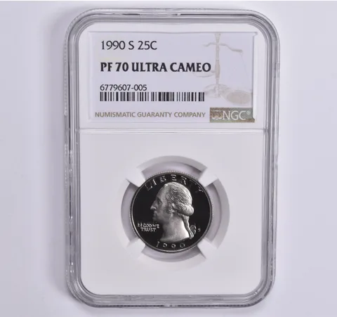 1990-S Washington Quarter PF70 UCAM NGC Brown Lbl