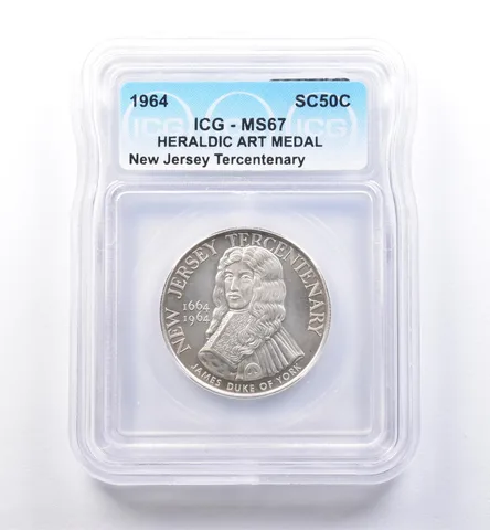 1964 So Called Half Dollar New Jersey Tercentenary MS67 ICG *8426