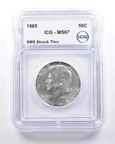 1965 Kennedy Half Dollar SMS Struck Thru MS67 ICG a2407