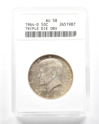 1964-D Kennedy Half Dollar TDO AU58 ANACS *2077