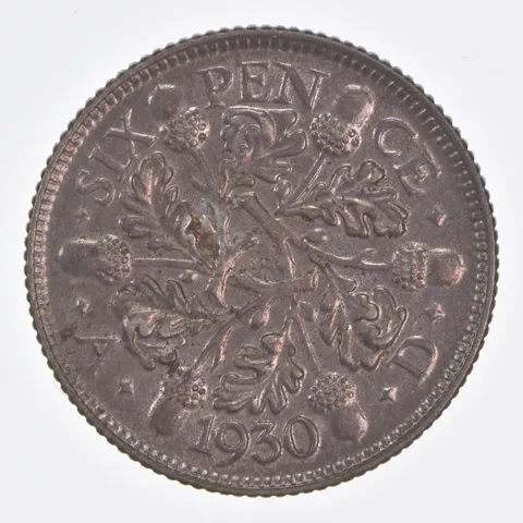 Better Date - 1930 Great Britain 6 Pence World Coin- Silver *042