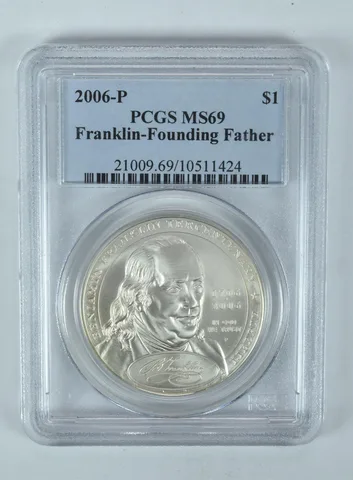 2006-P Franklin Founder Commemorative Dollar MS69 PCGS Blue Label