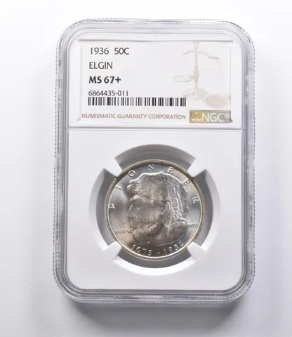MS67+ 1936 Elgin Illinois Commemorative Half Dollar NGC *2667