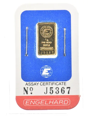 1 Gram Gold Bar Engelhard In Assay *5081