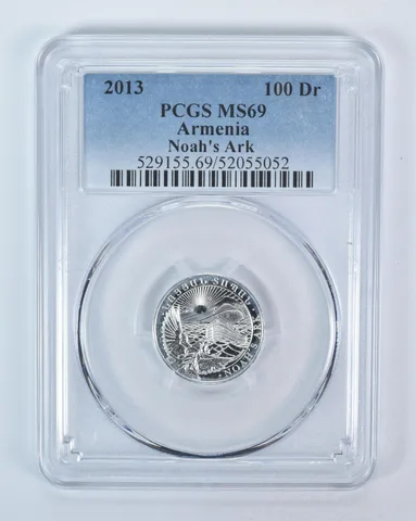 2013 Armenia 100 Dram Silver Noah's Ark 1/4 Oz MS69 PCGS