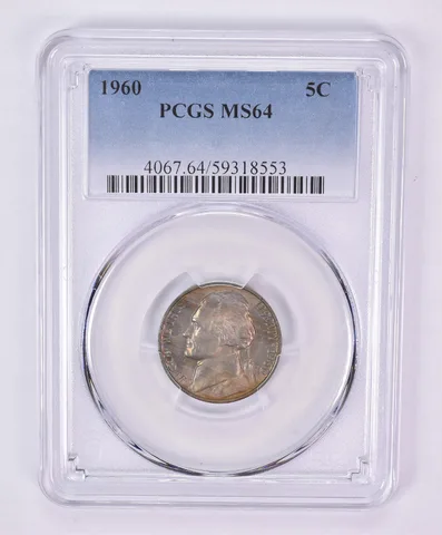 1960 Jefferson Nickel MS64 PCGS Beautiful Tone *1172