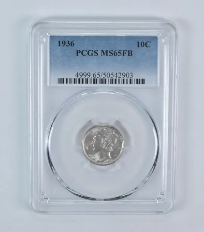 1936 Mercury Dime MS65 FB PCGS Blue Label