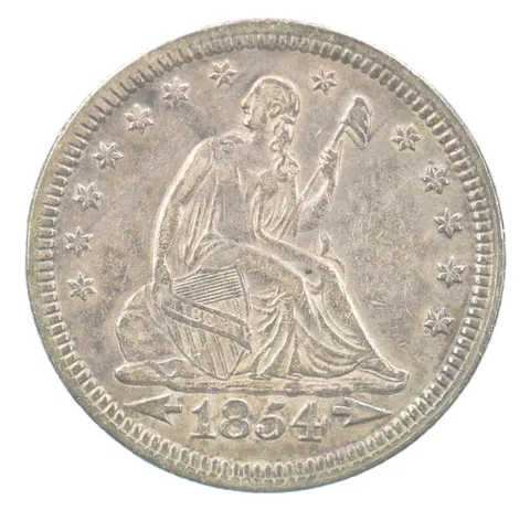 1854 Seated Liberty Quarter Arrows Beautiful Tone a1542