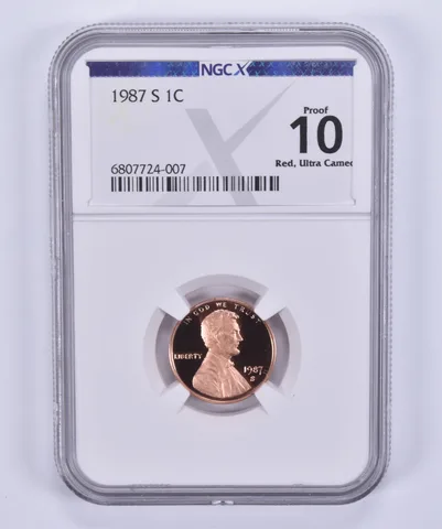 1987-S Lincoln Memorial Cent Proof 10 UCAM RD NGC X NGCX