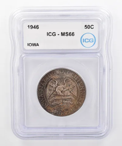 1946 Iowa Commemorative Half Dollar MS66 ICG Beautiful Tone a0261