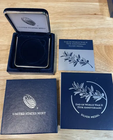 OGP 2020 End of WWII Silver Medal Proof 75th Anniv. BOX & COA - NO COIN