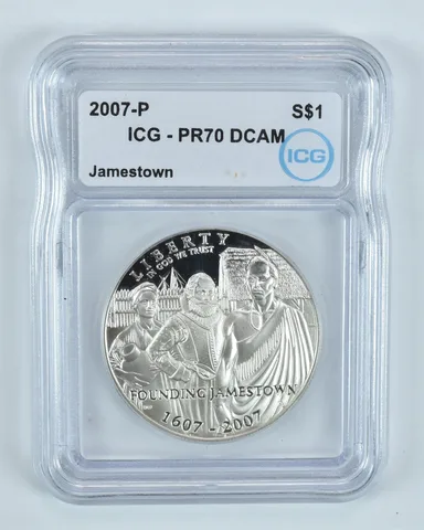 2007-P Jamestown Commemorative Silver Dollar PR70 DCAM ICG