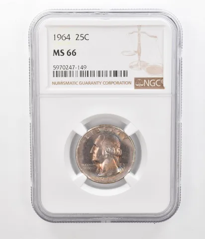 1964 Washington Quarter MS66 NGC Beautiful Tone *2336