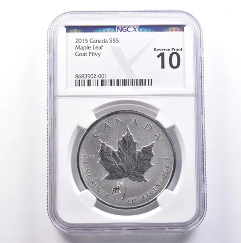 2015 Canada $5 Silver Maple Leaf Goat Privy Reverse Proof 10 NGC NGCX a9152