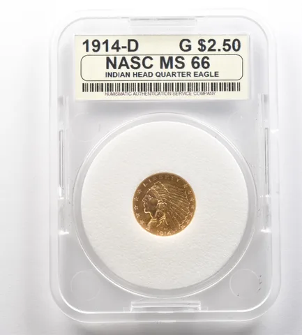 1914-D $2.50 Indian Head Gold Quarter Eagle Unc *2496