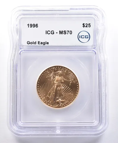 1996 $25 American Gold Eagle 1/2 Oz Gold MS70 ICG