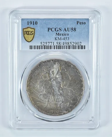 1910 Mexico Peso KM-453 AU58 PCGS a9079