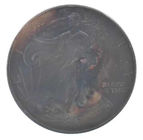 Beautiful Toned - 1995 American Silver Eagle 1 Troy Oz .999 Fine Silver *083