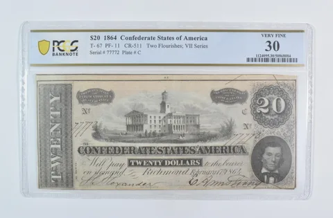 1864 $20 Confederate States Of America T-67 PF-11 CR-511 Very Fine 30 PCGS *5866