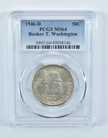 1946-D Booker T Washington Commemorative Half Dollar MS64 PCGS Blue Label