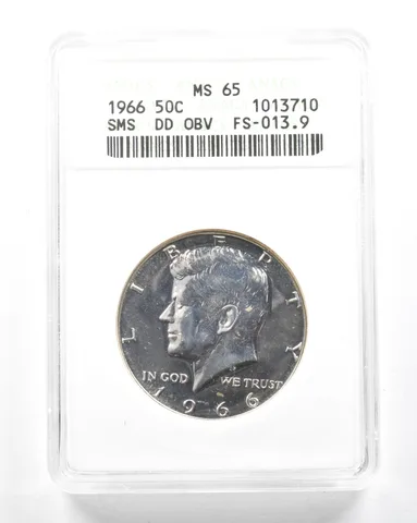 1966 Kennedy Half Dollar SMS DDO FS-013.9 MS65 ANACS a2023