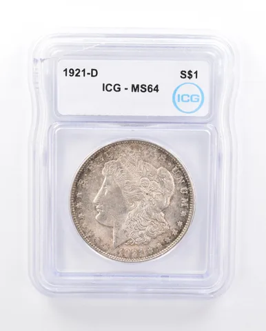 1921-D Morgan Silver Dollar MS64 ICG Peripheral Tone *4577