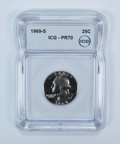 1969-S Washington Quarter PR70 ICG