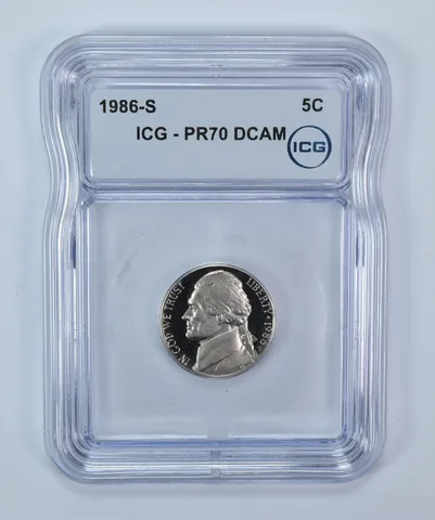 1986-S Jefferson Nickel PR70 DCAM ICG