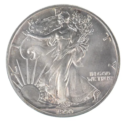 Beautiful Toned - 1990 American Silver Eagle 1 Troy Oz .999 Fine Silver *145