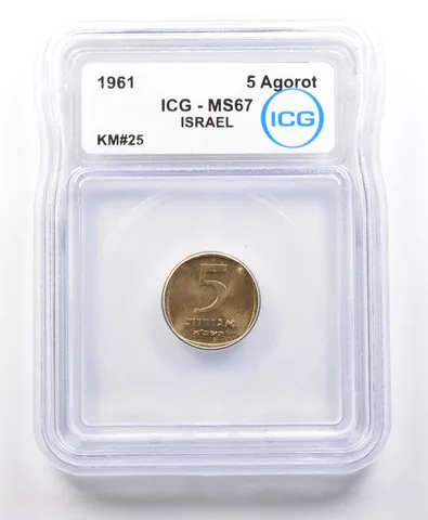 1961 Israel 5 Agorot KM#25 MS67 ICG *4169