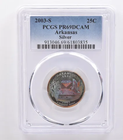 2003-S Washington State Quarter Arkansas Silver PR69 DCAM PCGS Nice Tone *8785