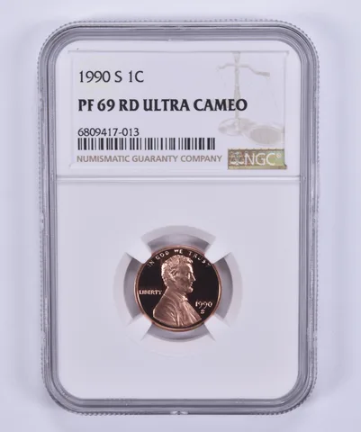 1990-S Lincoln Memorial Cent PF69 RD UCAM NGC Brown Label