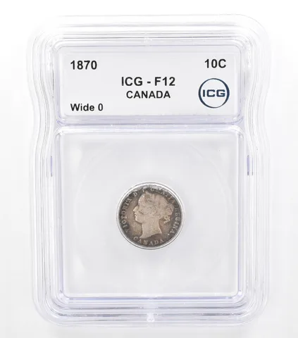 1870 Canada 10 Cents Wide 0 F12 ICG Beautiful Tone *5741