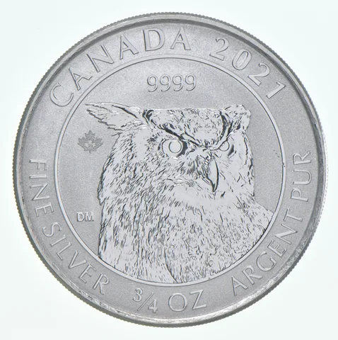 2021 Canada 2 Dollars Silver Owl 3/4 Oz 0.75 Oz Silver