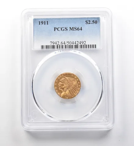 1911 $2.50 Indian Head Gold Quarter MS64 PCGS a8142