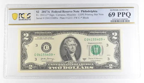 2017 A $2 Philadelphia PA FRN Star Note Fr#1941-C* Gem Unc 69 PPQ PCGS a8878
