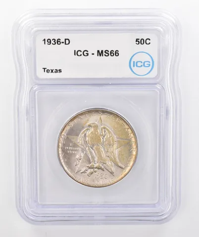 1936-D Texas Commemorative Half Dollar MS66 ICG Beautiful Tone *0271