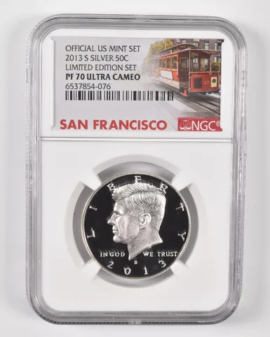 2013-S Silver PF70 UCam Kennedy Half Dollar NGC Limited Edition SF Lbl