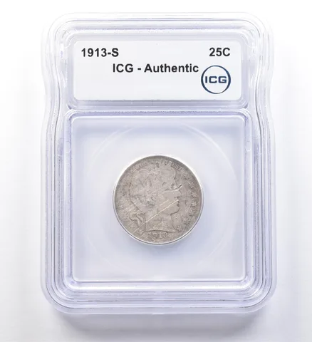 1913-S Barber Quarter Authentic ICG a2874