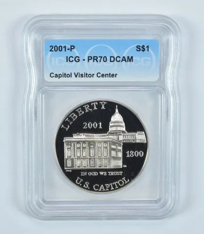 2001-P Capitol Visitor Center Commemorative Silver Dollar PR70 DCAM ICG