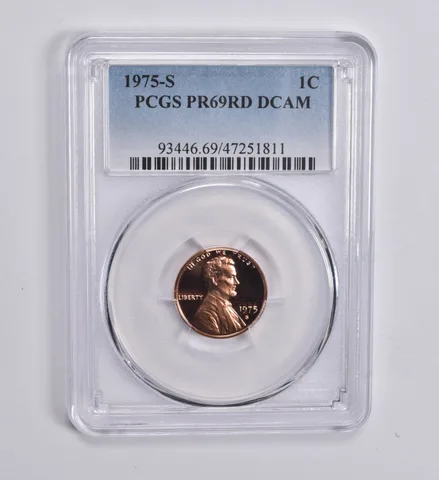 1975-S Lincoln Memorial Cent PR69 RD DCAM PCGS Blue Label